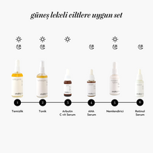 Görseli Galeri görüntüleyiciye yükleyin, Güneş Lekeli Ciltler için Komple Set, Doğal, Sonuç Odaklı, Vegan, Sürüdürülebilir, Rozalı Ciltler için Uygun, 6 Ürün