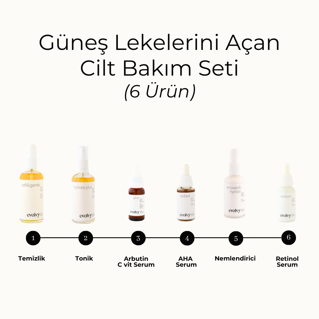 Güneş Lekesi ve Ton Eşitsizliğine Karşı 6 Adımlı Aydınlatıcı Bakım, Roza Dostu, Doğal & Temiz İçerik