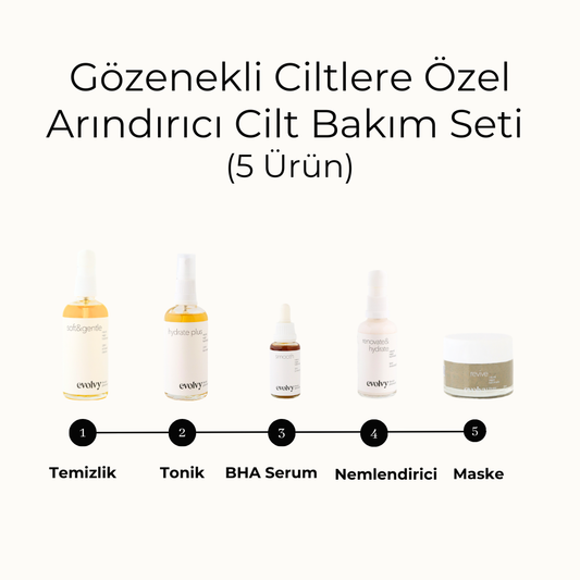 Gözenek Arındırıcı Set – 5 Ürün, Siyah Nokta, Beyaz Buton ve Pürüzlü Doku Karşıtı Cilt Bakım Seti- 5 Ürün, Roza Dostu, Doğal, Vegan