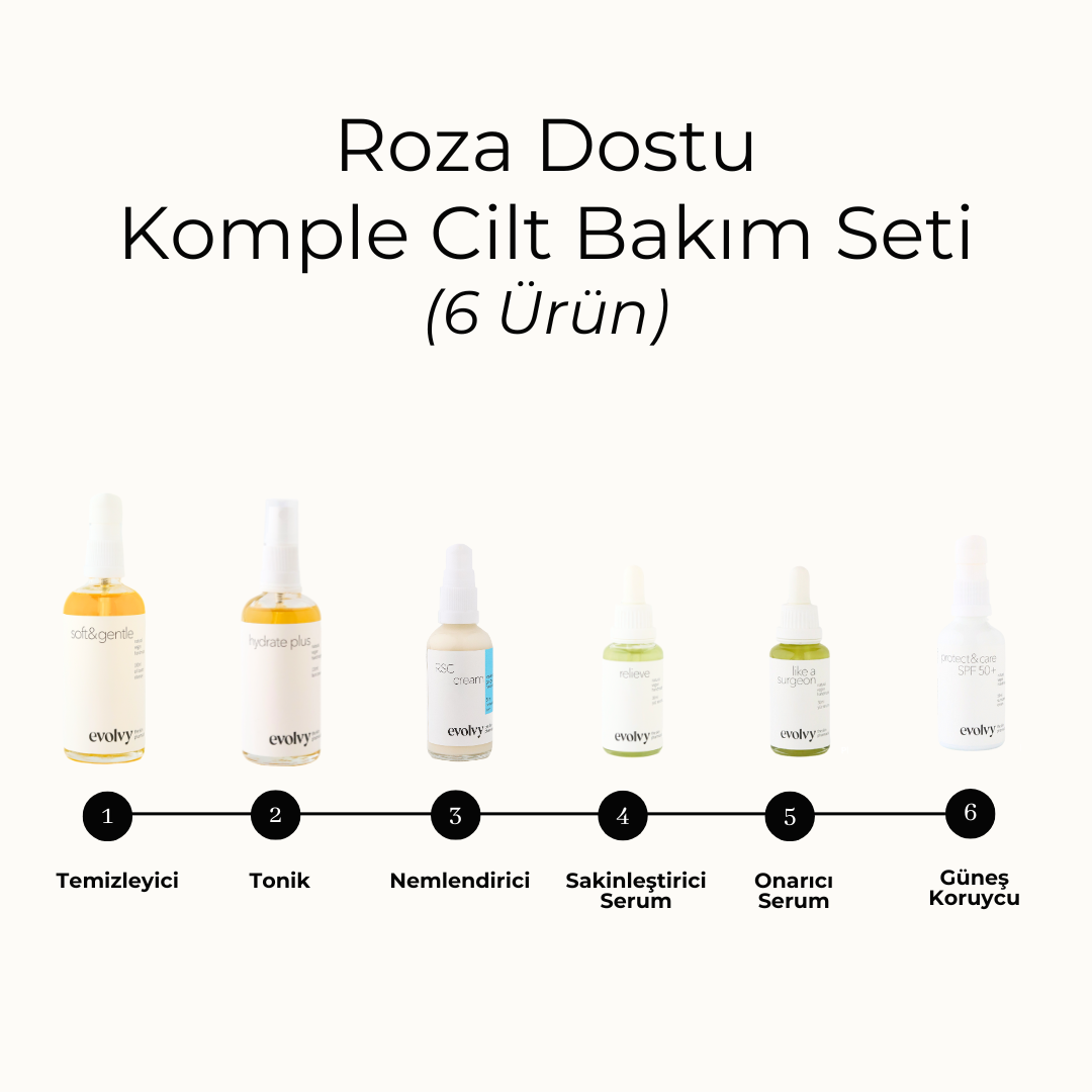 Kızarıklık Karşıtı 6'lı Tam Bakım Protokolü,  Roza Dostu, %100 Doğal & Temiz İçerik