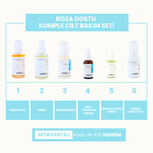 Kızarıklık Karşıtı 6'lı Tam Bakım Protokolü,  Roza Dostu, %100 Doğal & Temiz İçerik