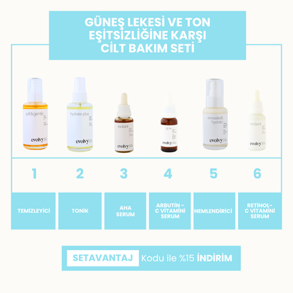 Güneş Lekesi ve Ton Eşitsizliğine Karşı 6 Adımlı Aydınlatıcı Bakım, Roza Dostu, Doğal & Temiz İçerik