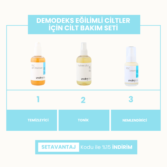 Demodeks Eğilimli Ciltler İçin Su Bazlı Günlük Bakım Protokolü, Roza Dostu, %100 Doğal & Temiz İçerik