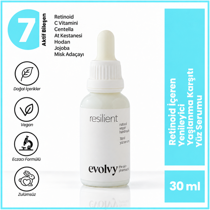 Resilient: Hassas Ciltler İçin Retinol & C Vitamini Destekli Gençlik Serumu, Roza Dostu