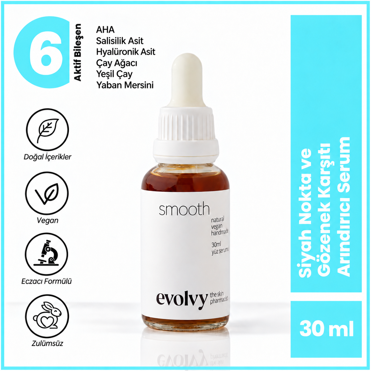 Smooth: Hassas Ciltler için Siyah Nokta ve Gözenek Karşıtı Arındırıcı Serum