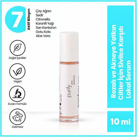 Purify – Rozalı ve Akneye Yatkın Ciltler İçin Sivilce Karşıtı Lokal Serum, Doğal & Temiz İçerik