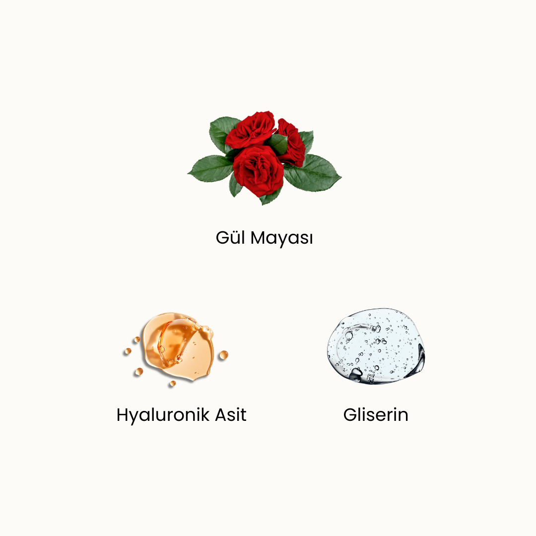 RSC Face Mist: Hyaluronik Asitli Yatıştırıcı Gül Suyu Spreyi, Roza Dostu, Doğal & Temiz İçerik