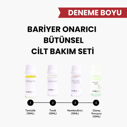Bariyer Onarıcı Bütünsel Cilt Bakım Seti, DENEME BOYU 4 Ürün, Temizlik, Dengeleme, Onarım, Koruma, Doğal ve Vegan