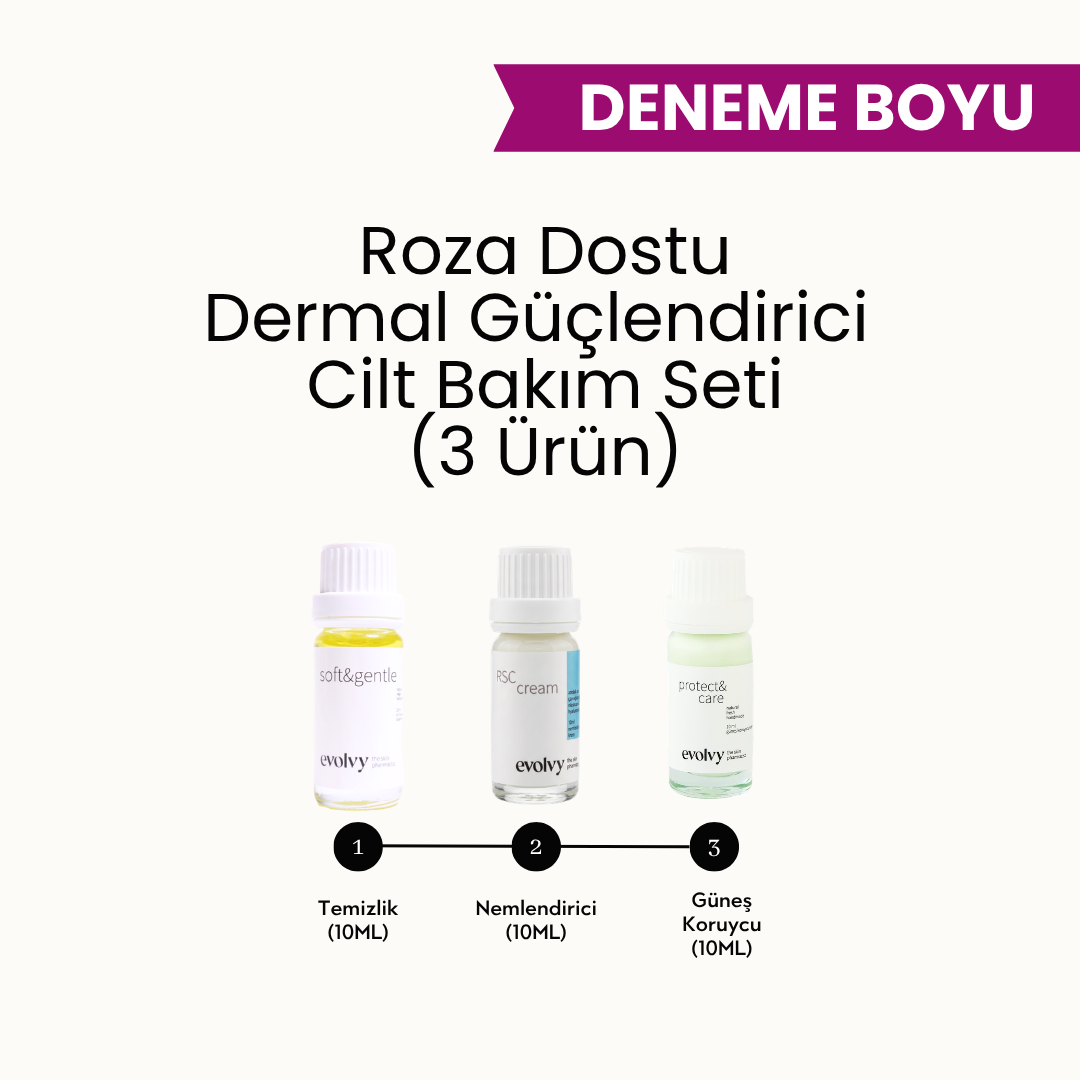 Kızarıklık ve Hassasiyete Karşı DENEME BOYU 3'lü Dermal Güçlendirici Cilt Bakım Seti