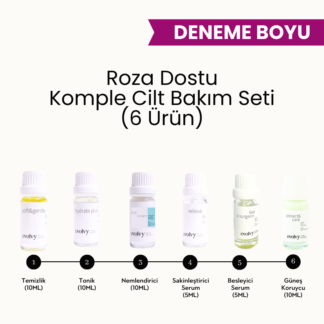 Kızarıklık ve Hassasiyete Karşı Destek, DENEME BOYU 6’lı Cilt Bakım Seti – Hassas ve Kızaran Ciltler İçin Özel Rutin, Eczacı Formülasyonu, Doğal ve Vegan