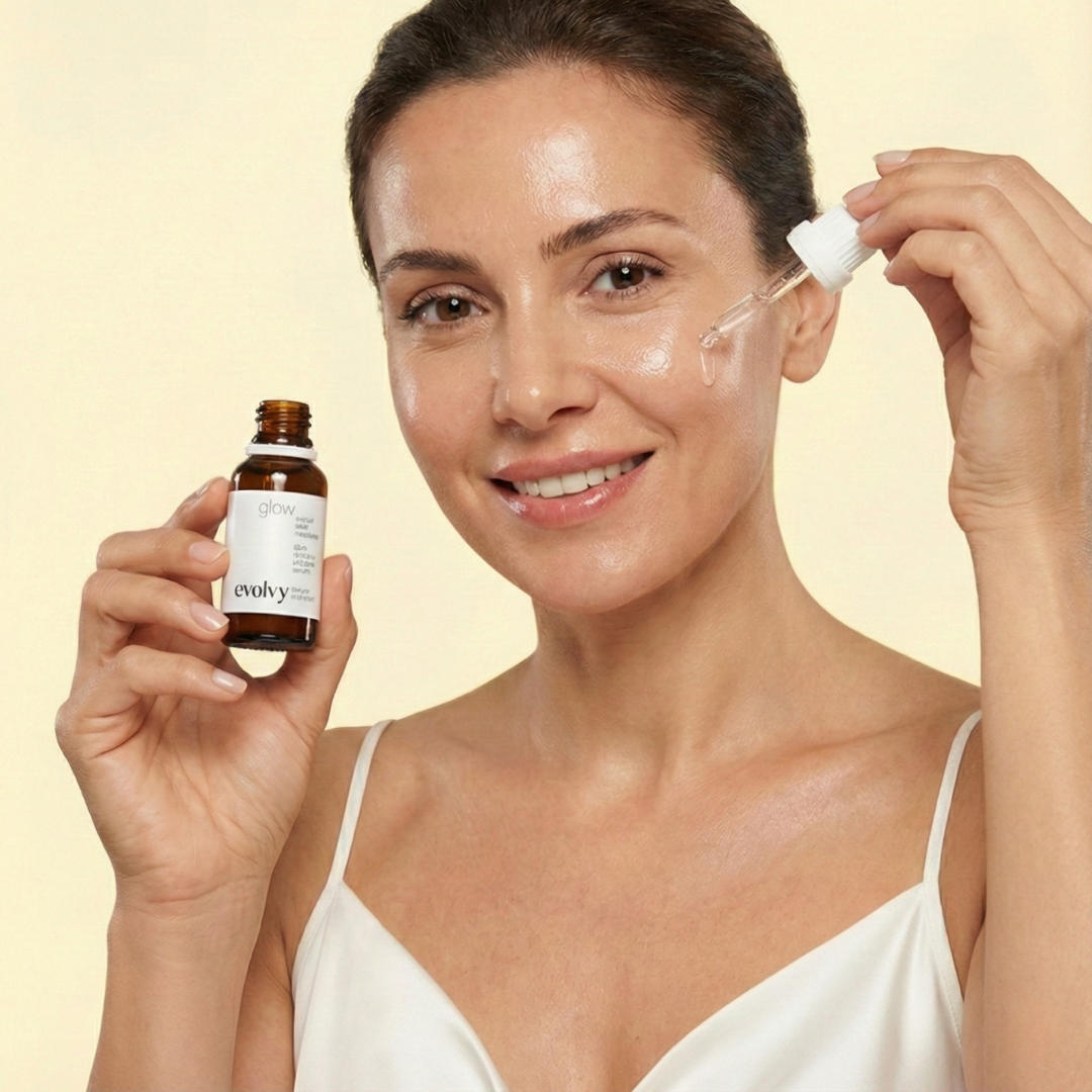 Glow Serum: Hassas Ciltler İçin Leke Karşıtı & Aydınlatıcı C Vitamini, Arbutin, %100 Doğal & Temiz İçerik, Roza Dostu