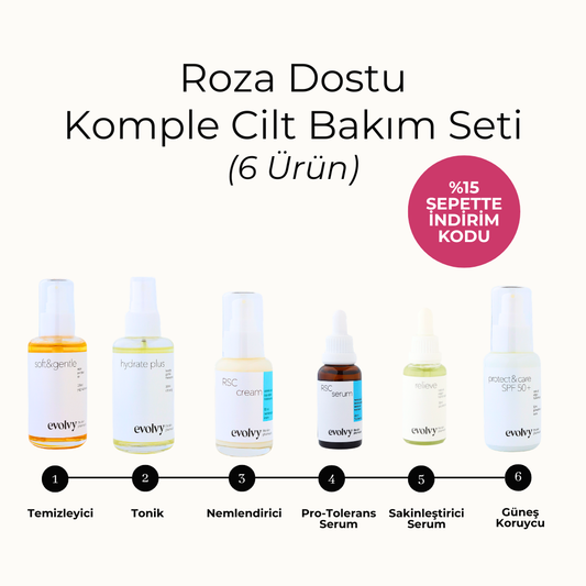 Kızarıklık ve Hassasiyete Karşı Destek, DENEME BOYU 6’lı Cilt Bakım Seti – Hassas ve Kızaran Ciltler İçin Özel Rutin, Eczacı Formülasyonu, Doğal ve Vegan