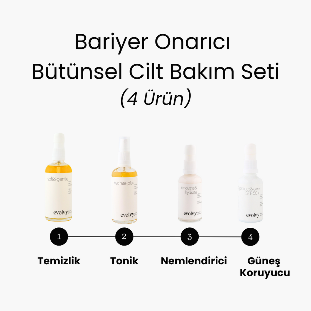 Bariyer Onarıcı Bütünsel Cilt Bakım Seti, 4 Ürün, Temizlik, Dengeleme, Onarım, Koruma, Doğal ve Vegan