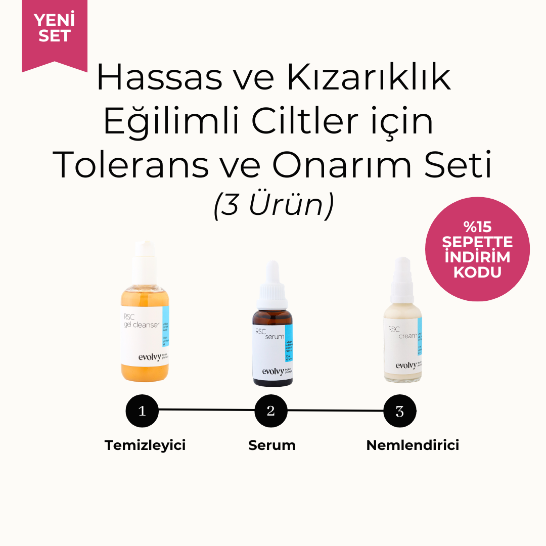 RSC Tolerans ve Onarım Rutini, Hassasiyet ve Kızarıklık Eğilimli Ciltler İçin Günlük 3'lü Bakım Seti