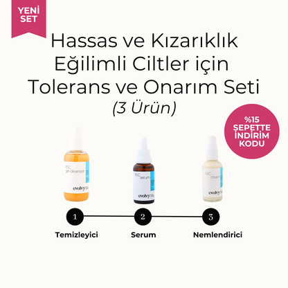 RSC Tolerans ve Onarım Rutini, Hassasiyet ve Kızarıklık Eğilimli Ciltler İçin Günlük 3'lü Bakım Seti