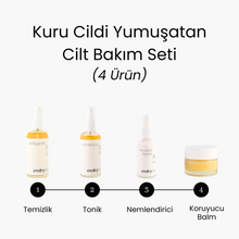 Load image into Gallery viewer, Kuru Cildi Yumuşatan Komple Cilt Bakım Seti - 4 ürün, Rozalı Cilt Dostu, Doğal, Vegan
