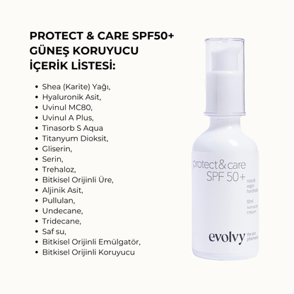Protect & Care SPF 50+: Leke Karşıtı & Nemlendirici Güneş Koruyucu, Roza Dostu, Doğal & Temiz İçerik