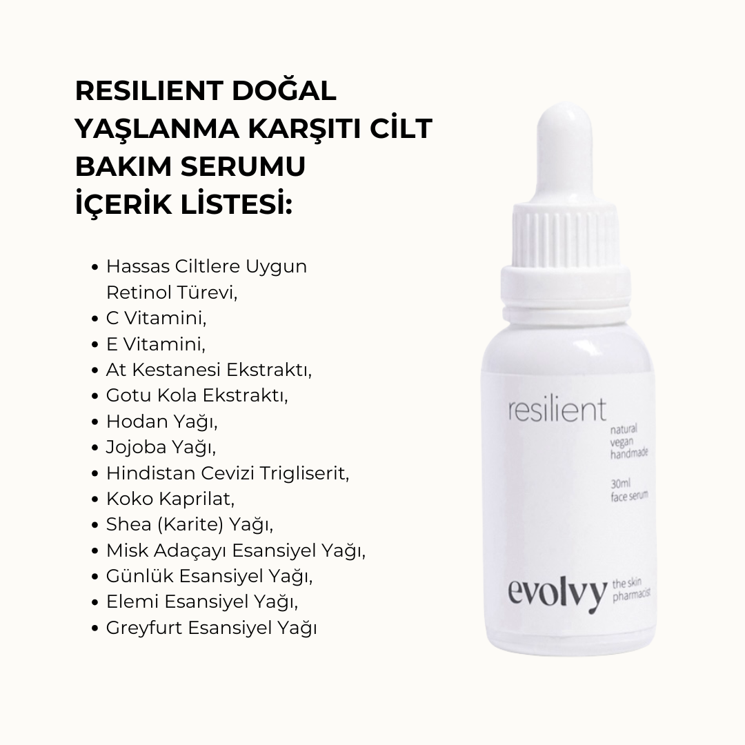 Resilient: Hassas Ciltler İçin Retinol & C Vitamini Destekli Gençlik Serumu, Roza Dostu, %100 Doğal & Temiz İçerik