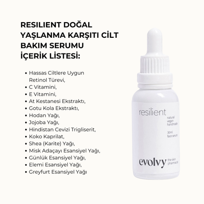 Resilient: Hassas Ciltler İçin Retinol & C Vitamini Destekli Gençlik Serumu, Roza Dostu, %100 Doğal & Temiz İçerik