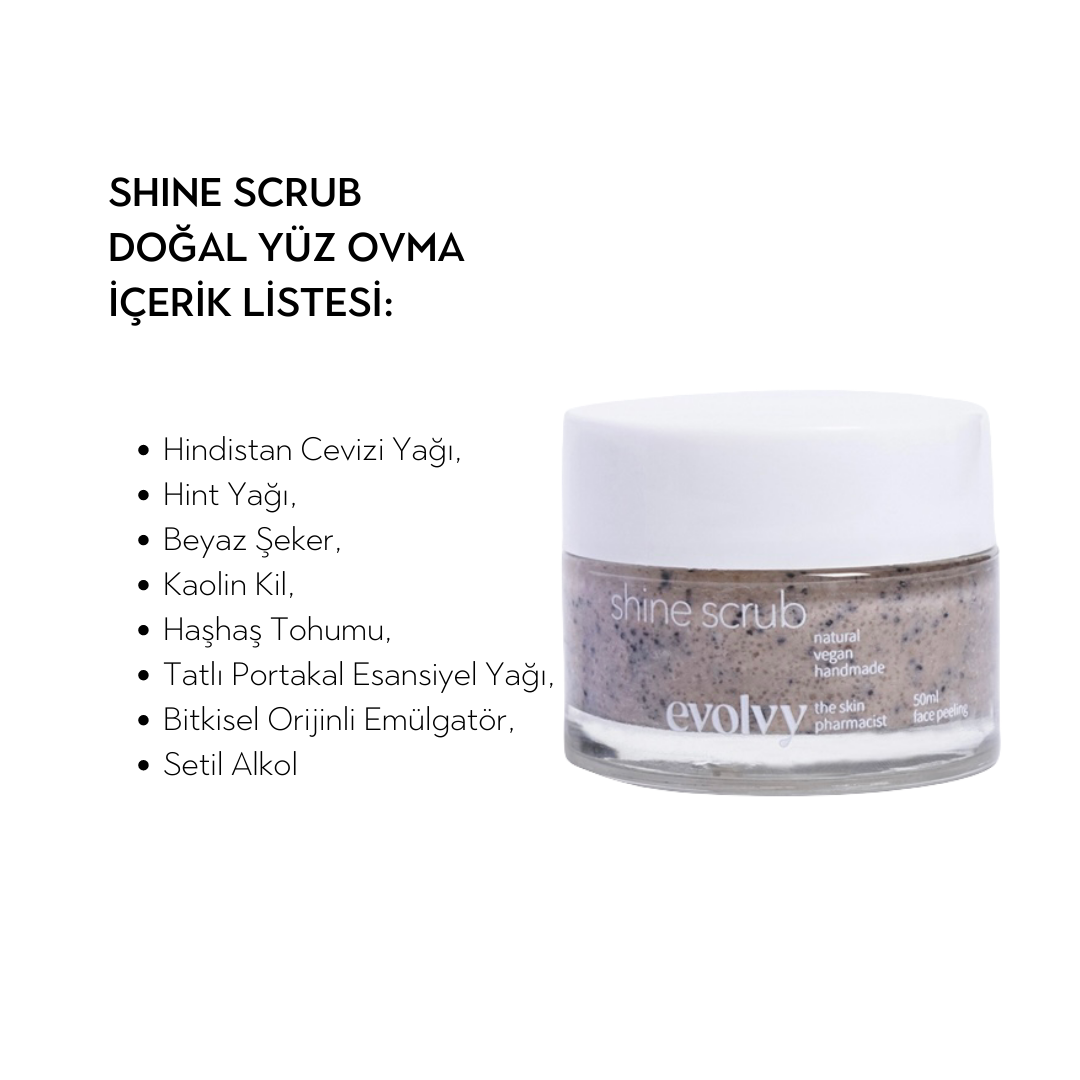 Shine Scrub: Işıltı Veren Nazik Arındırıcı & Nemlendirici Peeling, Roza Dostu, Doğal & Temiz İçerik