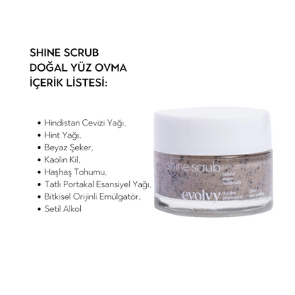Shine Scrub: Işıltı Veren Nazik Arındırıcı & Nemlendirici Peeling, Roza Dostu, Doğal & Temiz İçerik