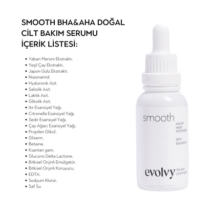 Smooth: Siyah Nokta ve Gözenek Karşıtı Arındırıcı BHA Serum, Roza Dostu, %100 Doğal & Temiz İçerik