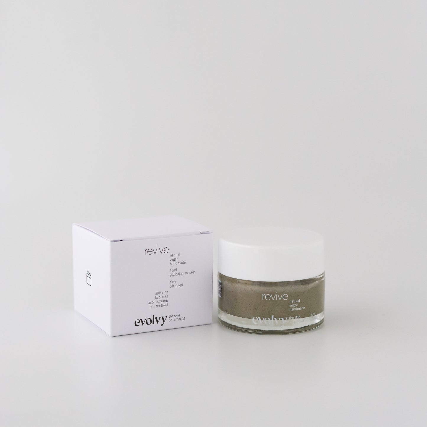 Revive Yüz Bakım Maskesi, Gözenek Temizleyici, Cilt Dengeleyici, Işıltı Verici, Kaolin Kil, Spirulina, Portakal, Doğal, Vegan